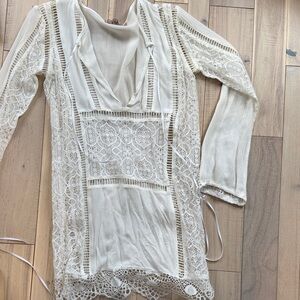 For Love And Lemons Cream Lace Swim Coverup
